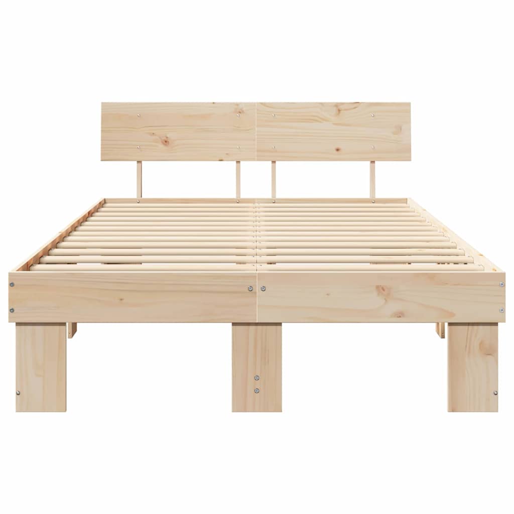 Krevetna konstrukcija Prirodna 140 x 190 cm Čvrsto borovo drvo