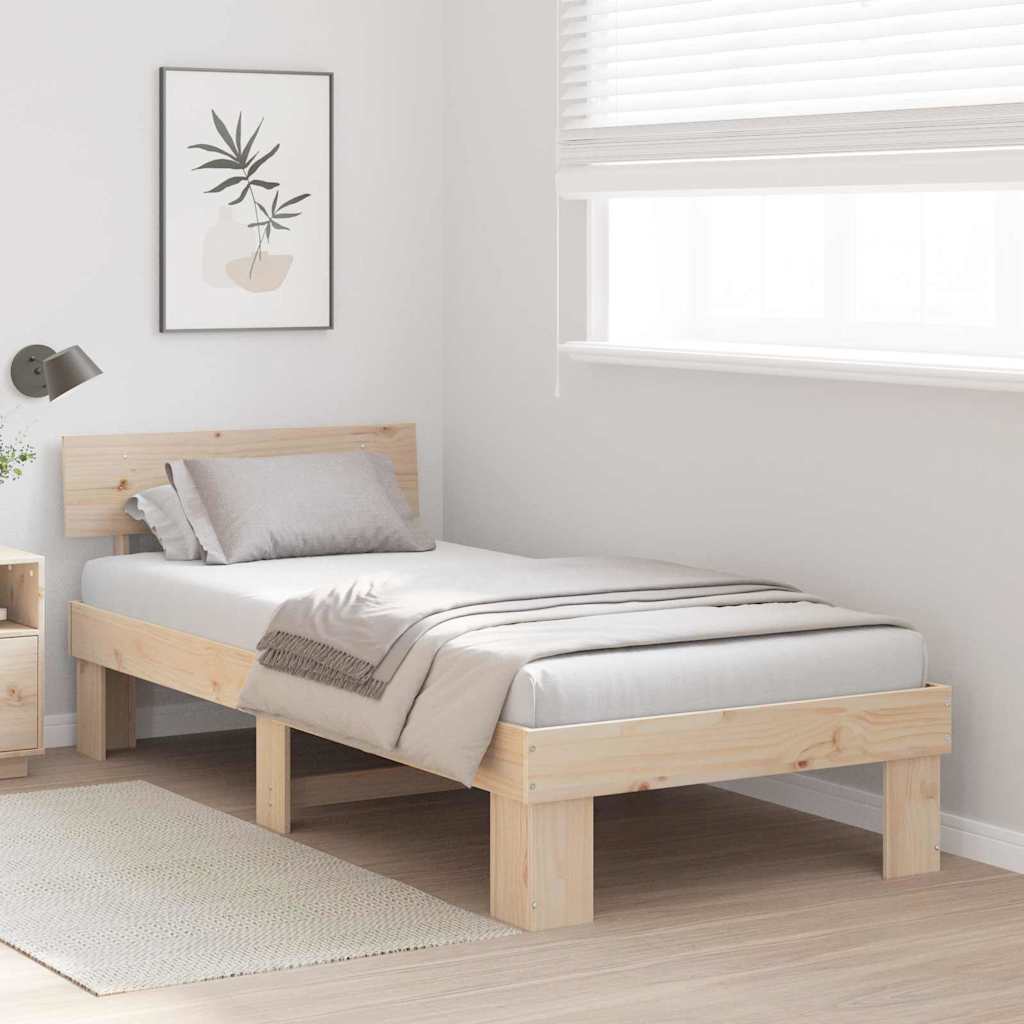 Krevetna konstrukcija Prirodna 100 x 200 cm Čvrsto borovo drvo
