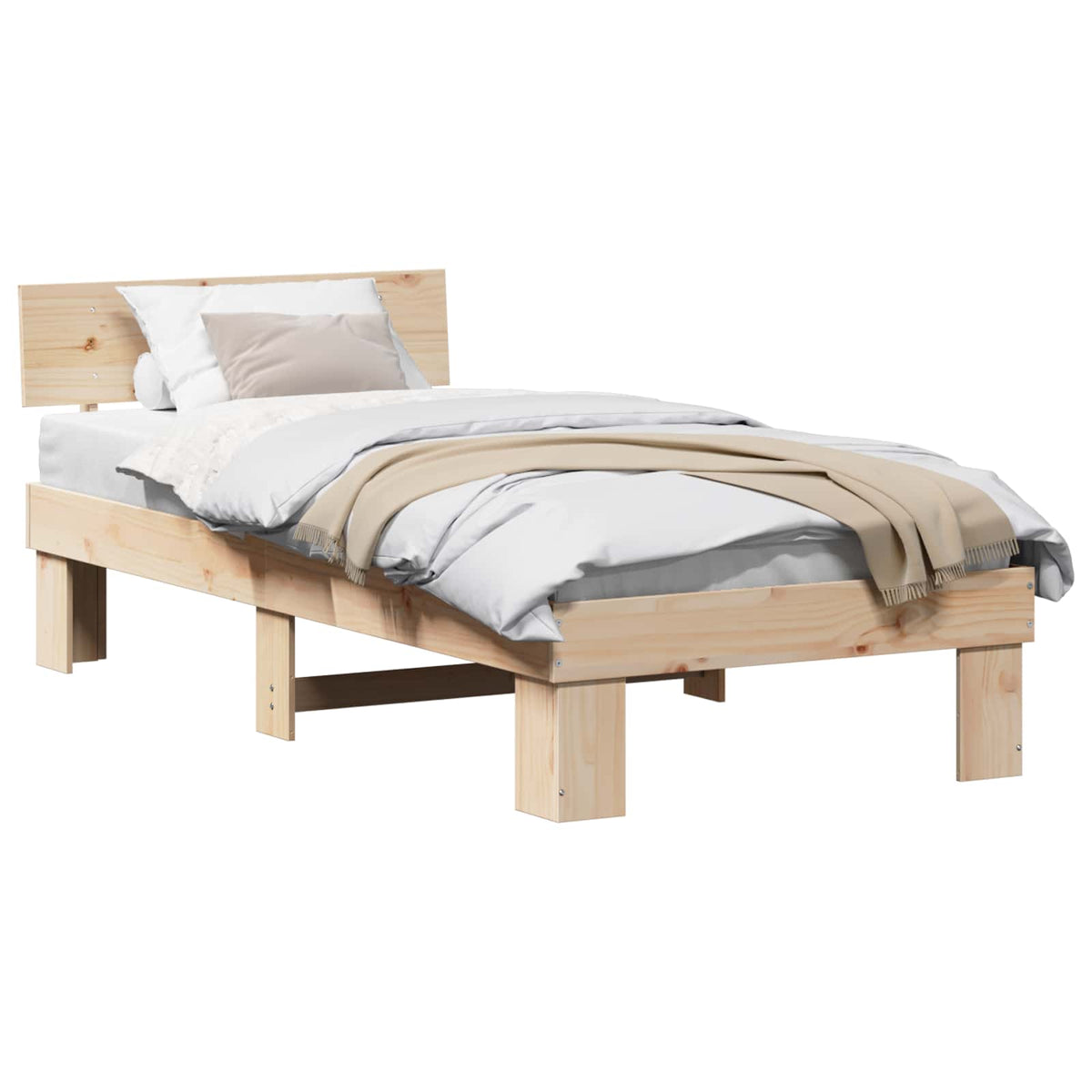 Krevetna konstrukcija Prirodna 90 x 200 cm Čvrsto borovo drvo
