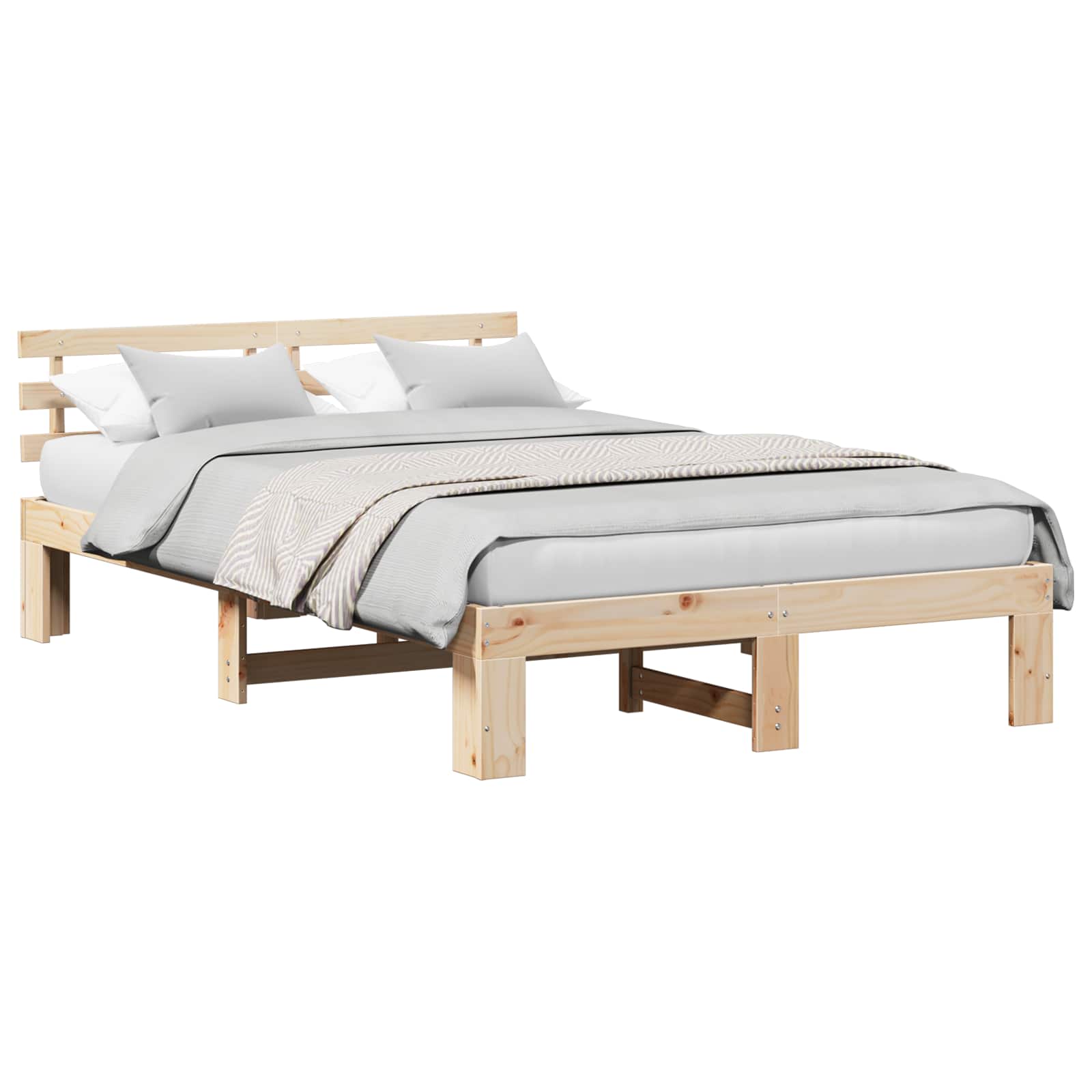 Krevetna konstrukcija Prirodna 140 x 190 cm Čvrsto borovo drvo