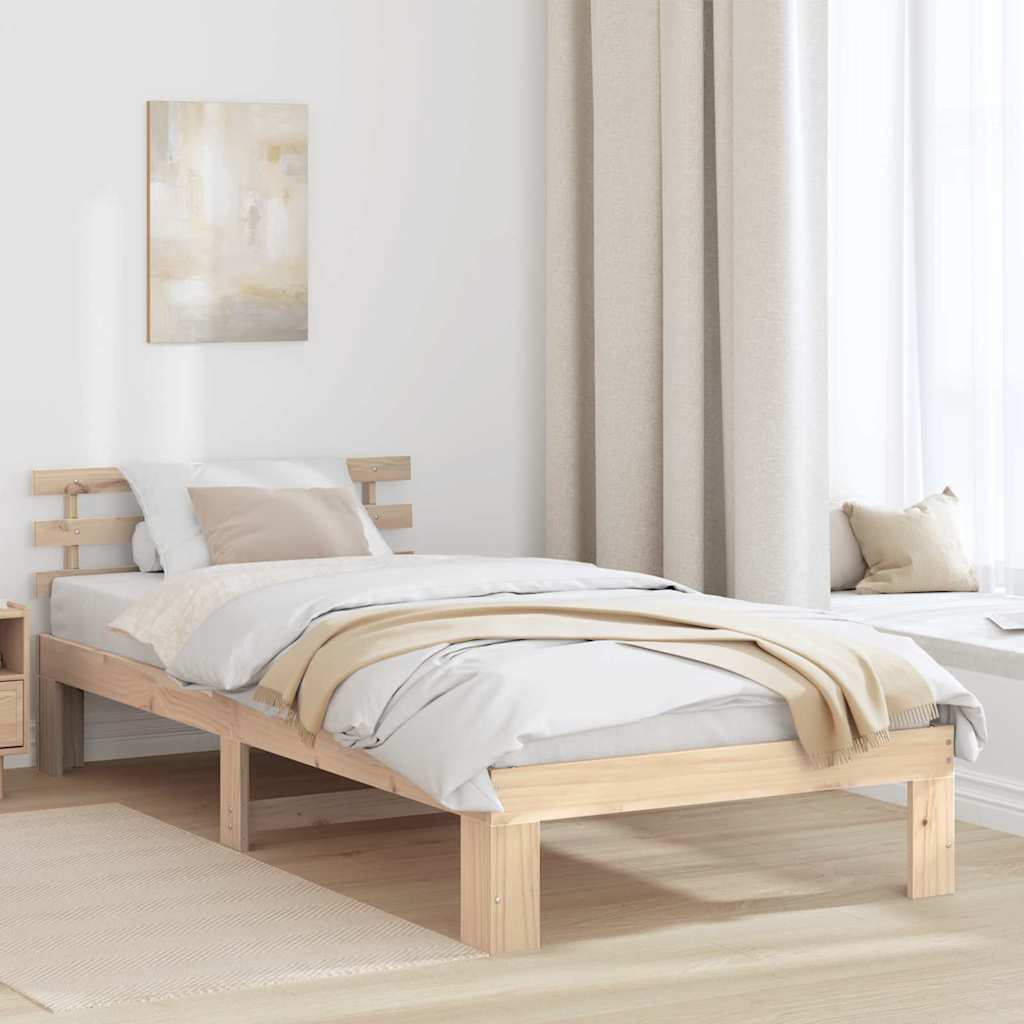 Krevetna konstrukcija Prirodna 100 x 200 cm Čvrsto borovo drvo