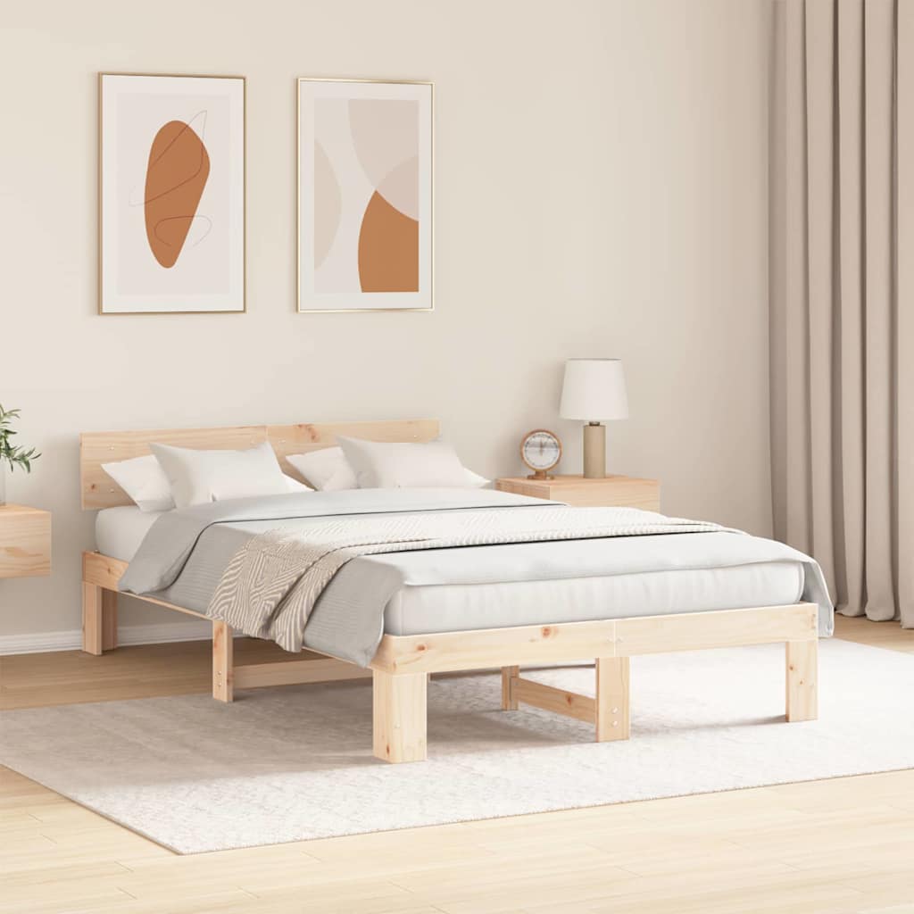 Krevetna konstrukcija Prirodna 140 x 190 cm Čvrsto borovo drvo