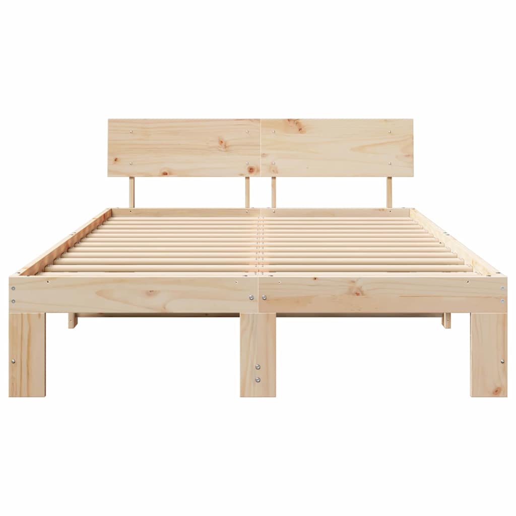 Krevetna konstrukcija Prirodna 140 x 190 cm Čvrsto borovo drvo