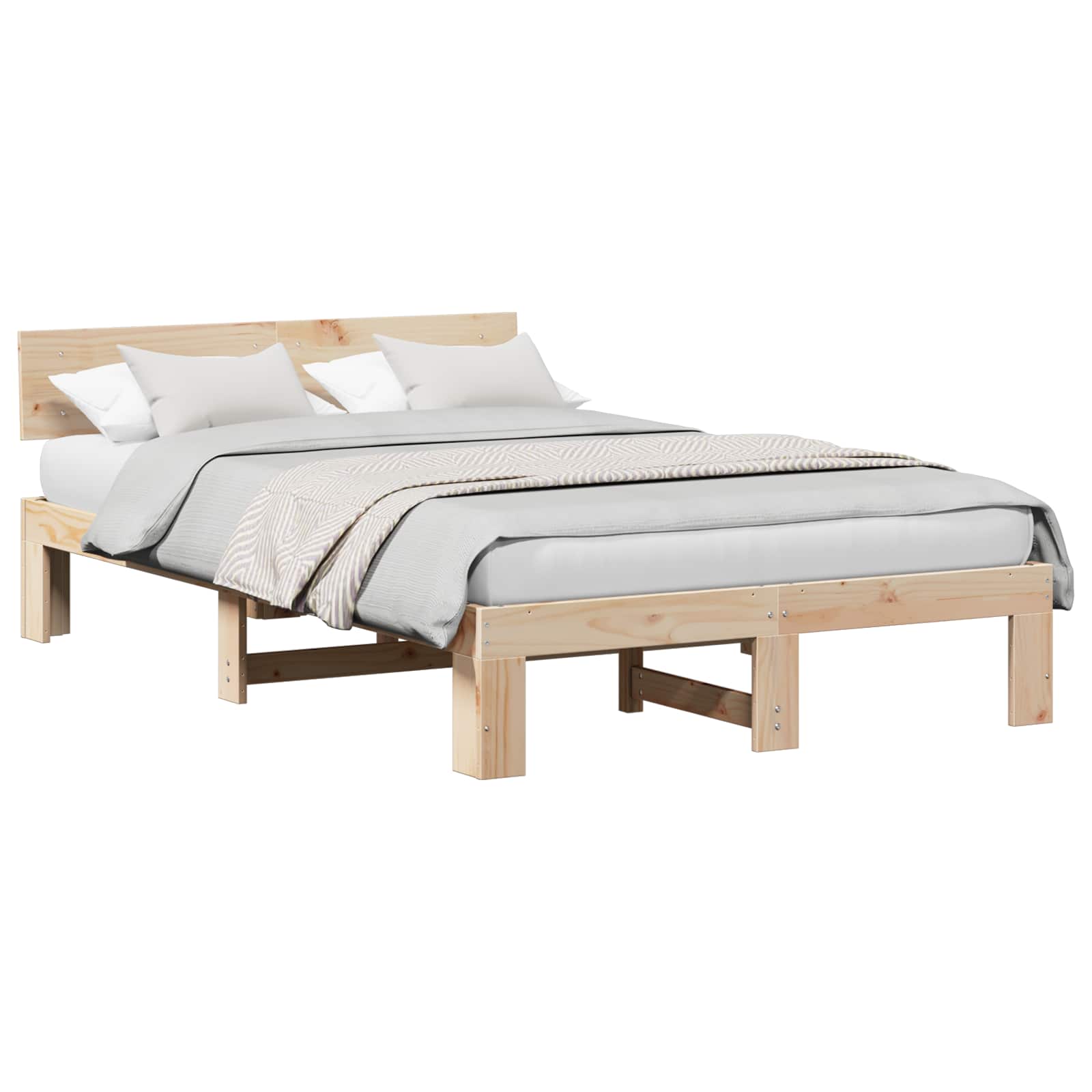 Krevetna konstrukcija Prirodna 135 x 190 cm Čvrsto borovo drvo