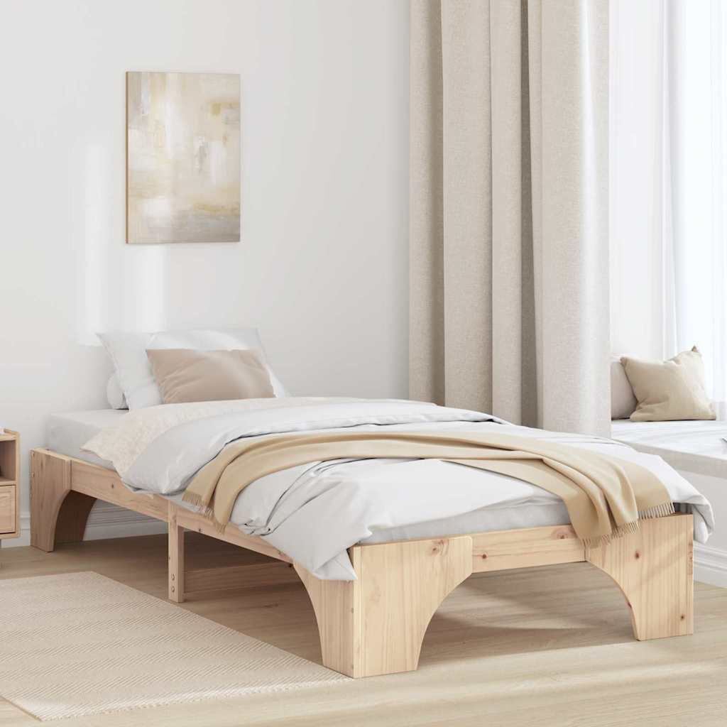 Krevetna konstrukcija Prirodna 100 x 200 cm Čvrsto borovo drvo