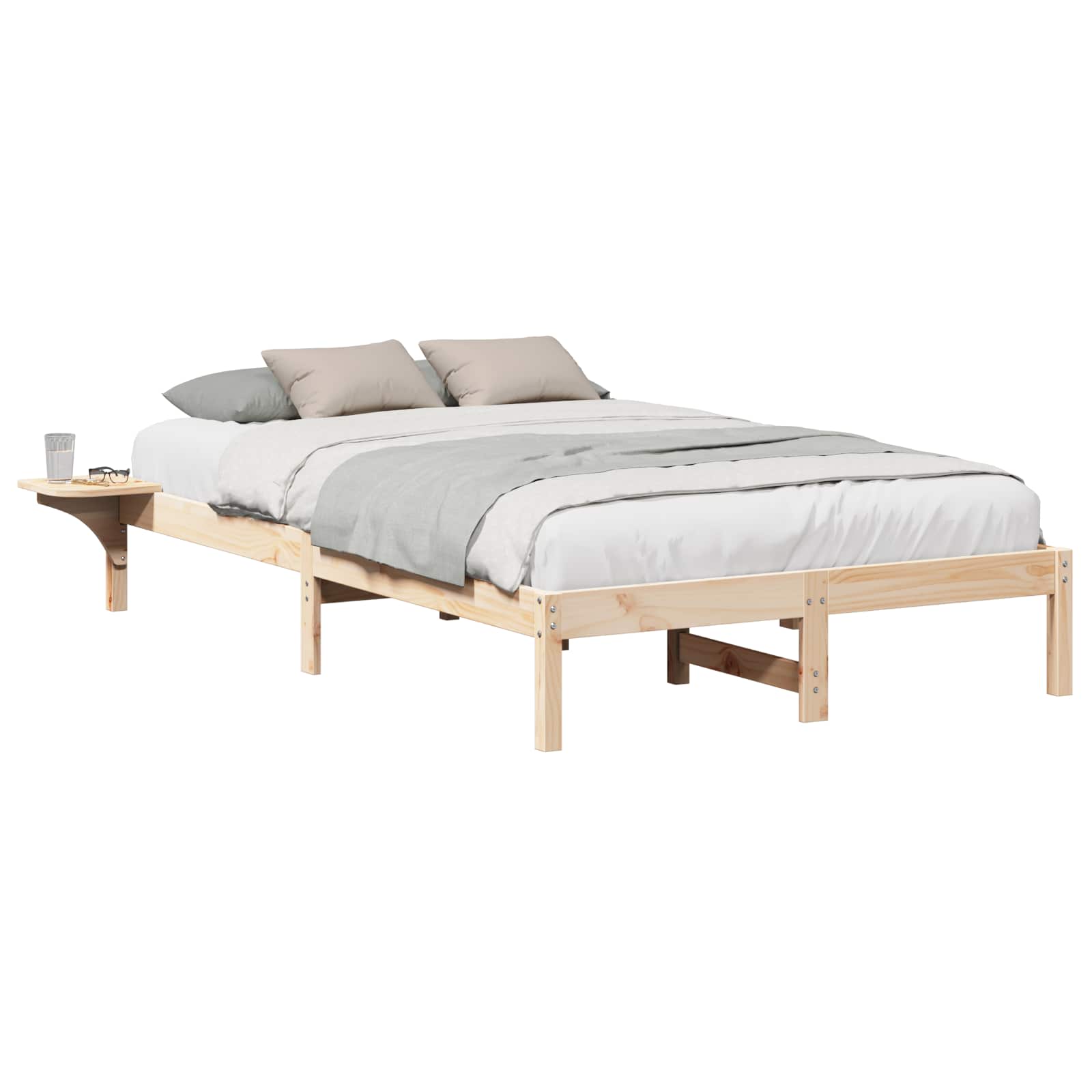 Krevetna konstrukcija Prirodna 135 x 190 cm Čvrsto borovo drvo