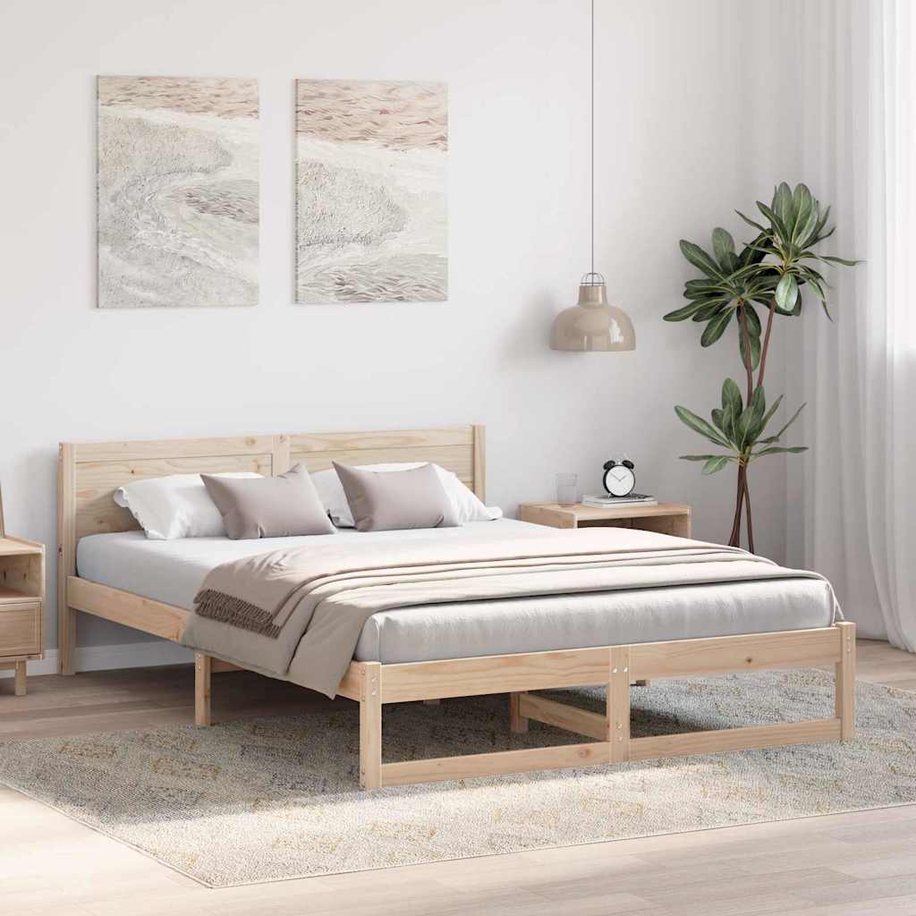 Krevetna konstrukcija Prirodna 160 x 200 cm Čvrsto borovo drvo