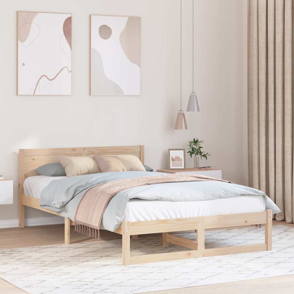 Krevetna konstrukcija Prirodna 140 x 190 cm Čvrsto borovo drvo