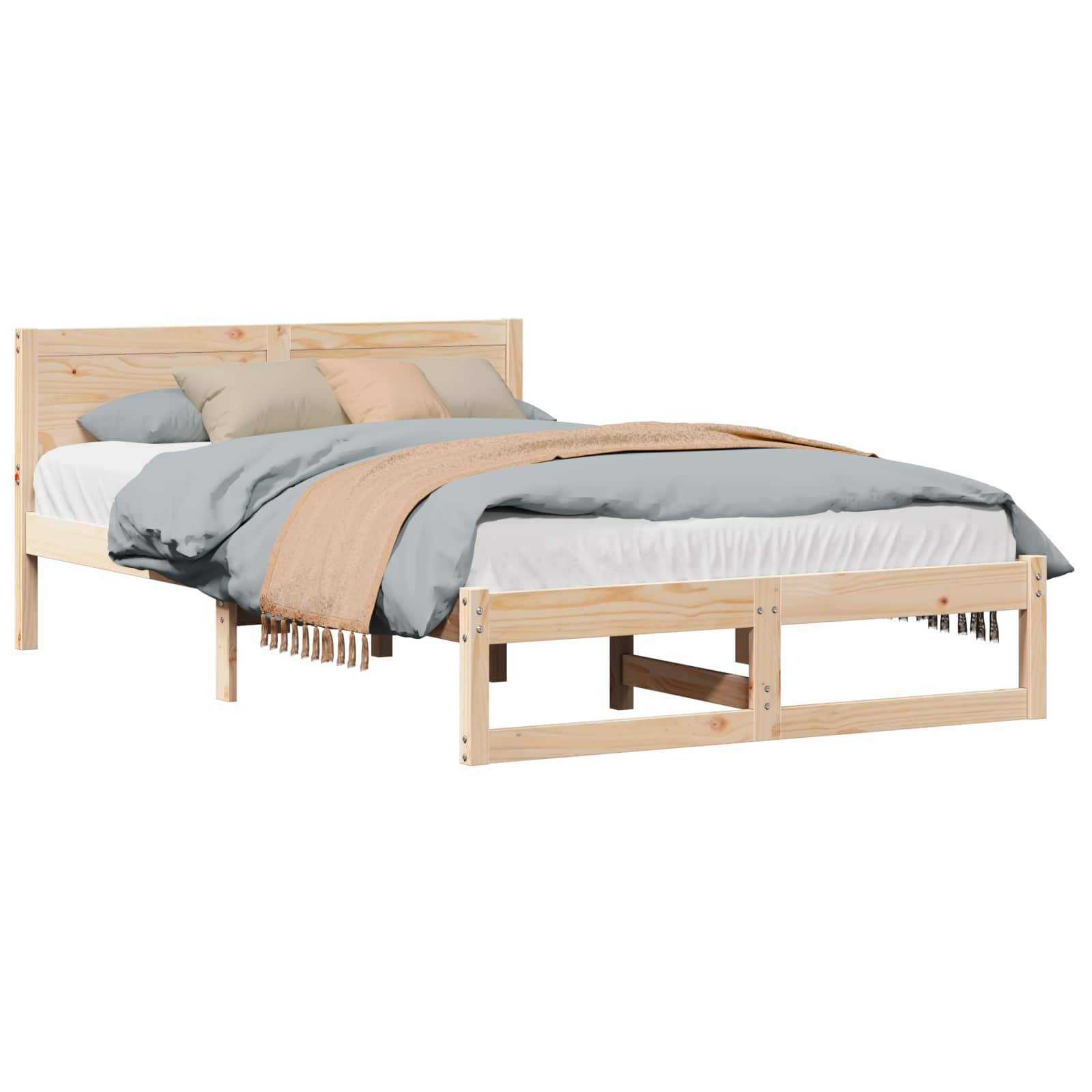 Krevetna konstrukcija Prirodna 140 x 190 cm Čvrsto borovo drvo