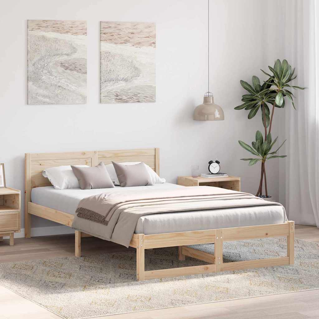 Krevetna konstrukcija Prirodna 135 x 190 cm Čvrsto borovo drvo