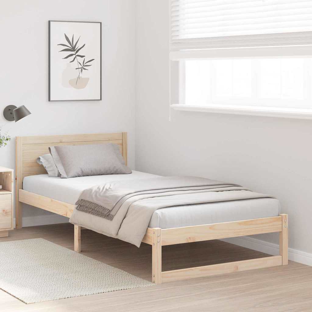Krevetna konstrukcija Prirodna 100 x 200 cm Čvrsto borovo drvo