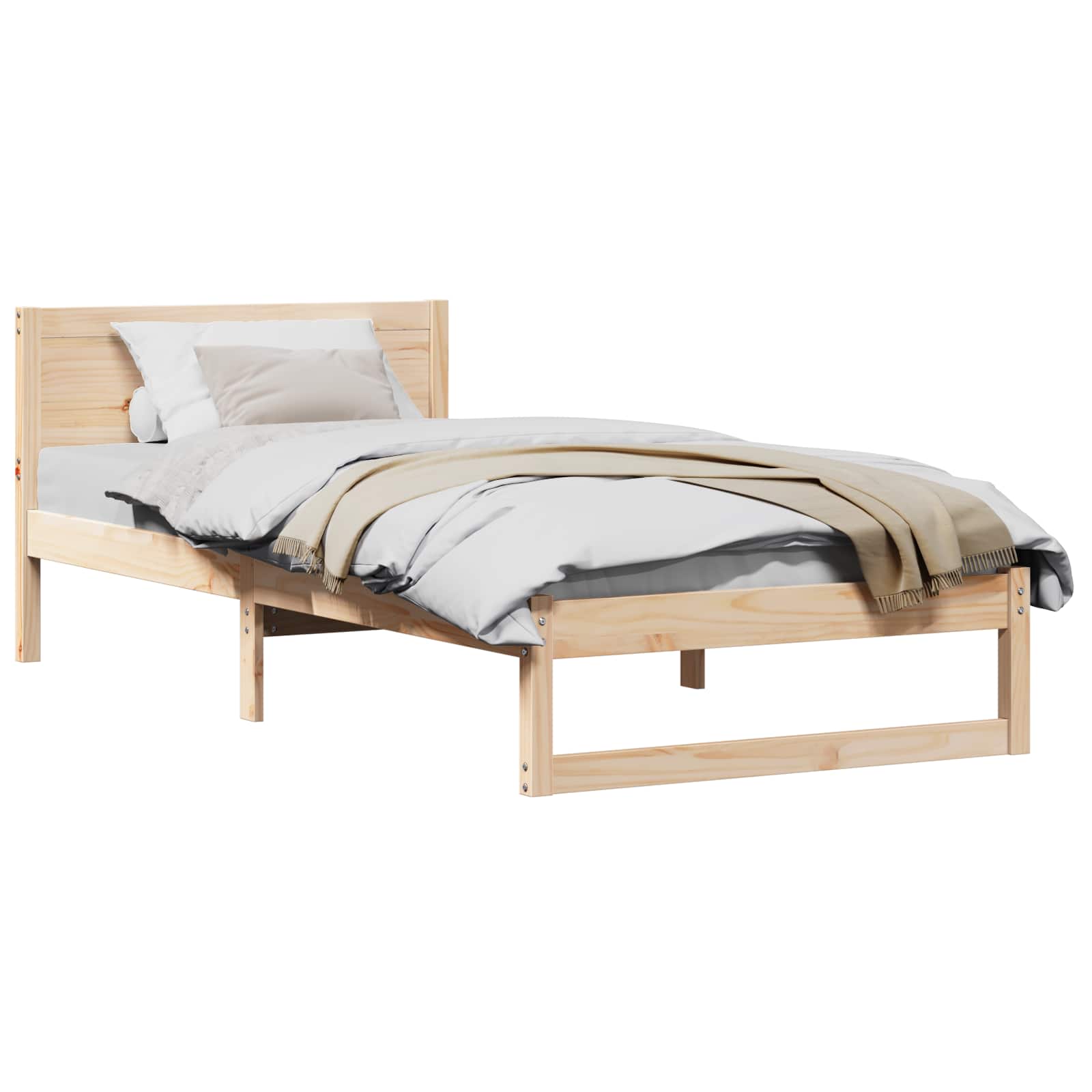 Krevetna konstrukcija Prirodna 100 x 200 cm Čvrsto borovo drvo