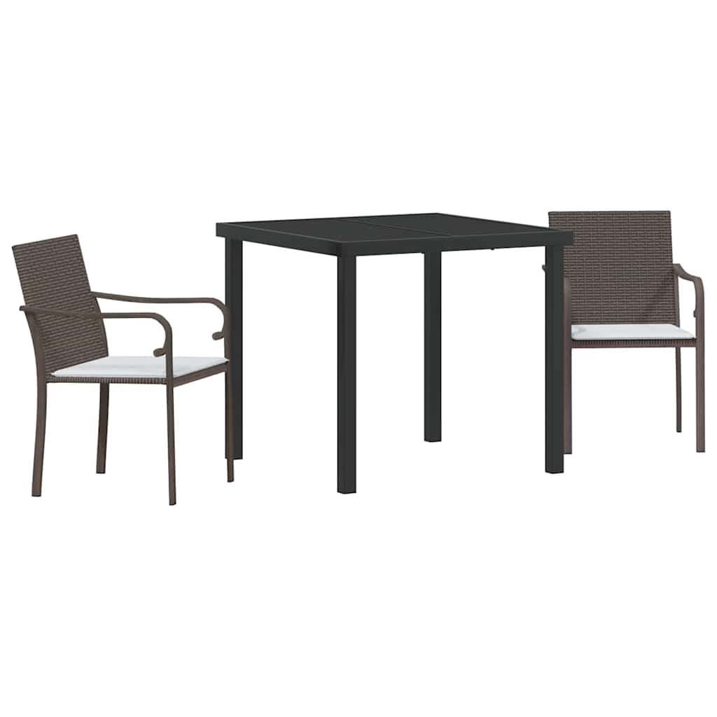 Vrtni set za objed 3 pcs Smeđa i crna PE ratan