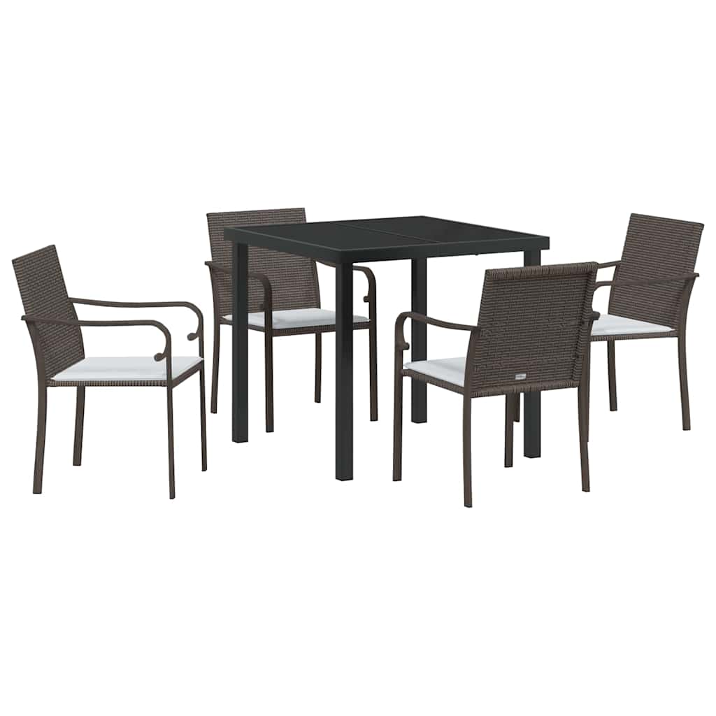 Vrtni set za objed 5 pcs Smeđa i crna PE ratan