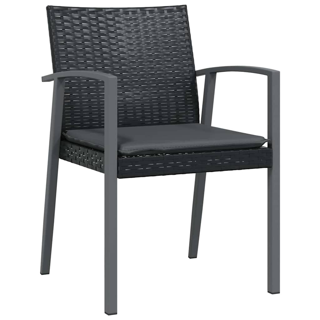 Vrtni set za objed 3 pcs Crna i Siva PE ratan