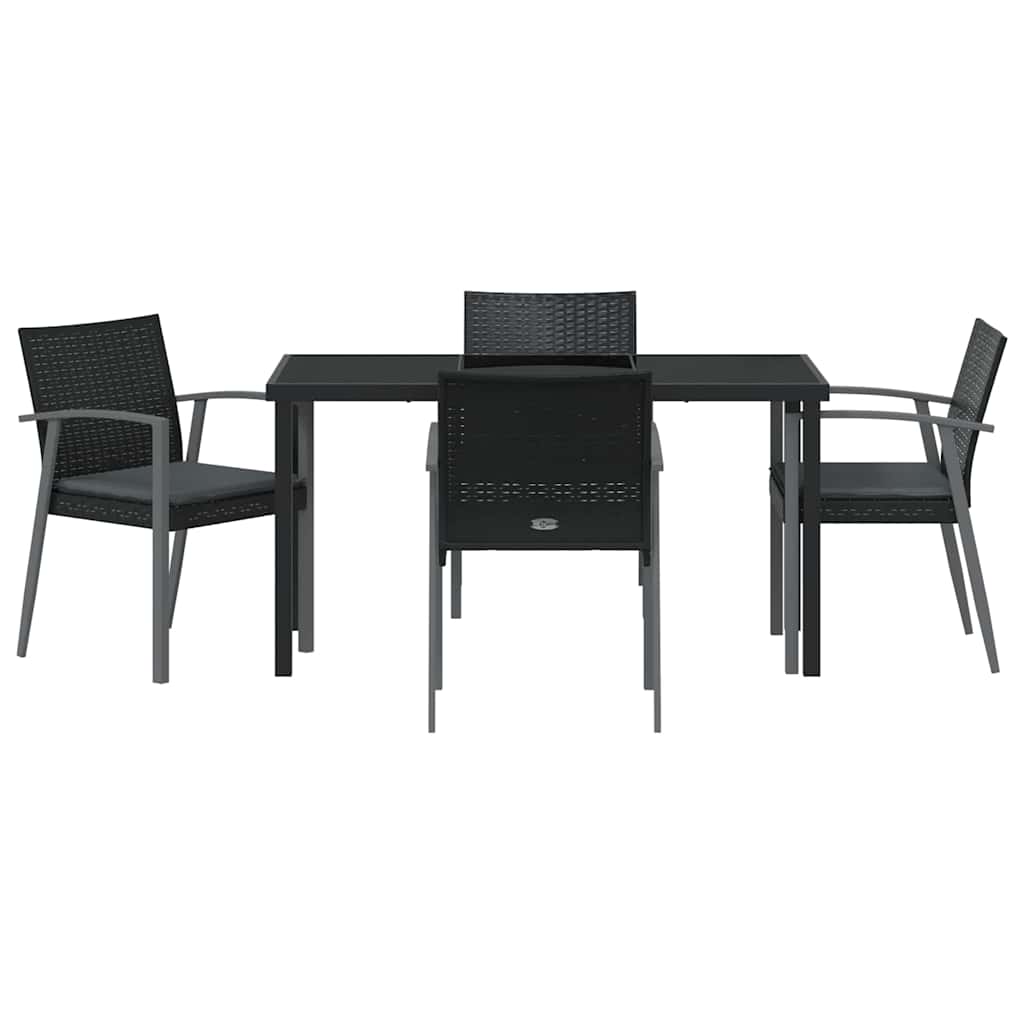 Vrtni set za objed 5 pcs Crna i Siva PE ratan