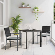 Vrtni set za objed 3 pcs Crna i svijetlo siva PE ratan
