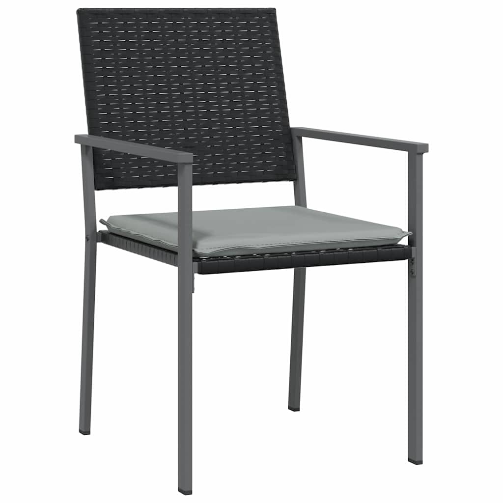 Vrtni set za objed 5 pcs Crna i svijetlo siva PE ratan