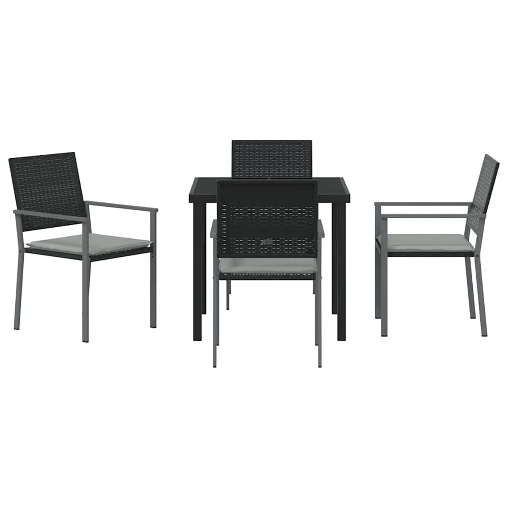 Vrtni set za objed 5 pcs Crna i svijetlo siva PE ratan