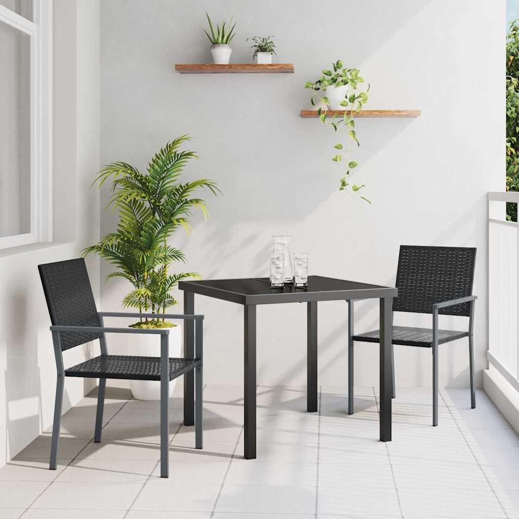 Vrtni set za objed 3 pcs Crna PE ratan