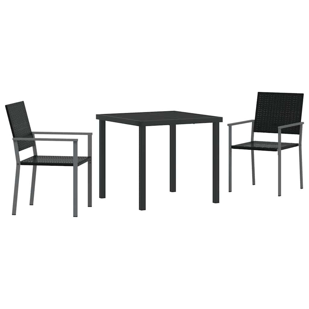 Vrtni set za objed 3 pcs Crna PE ratan