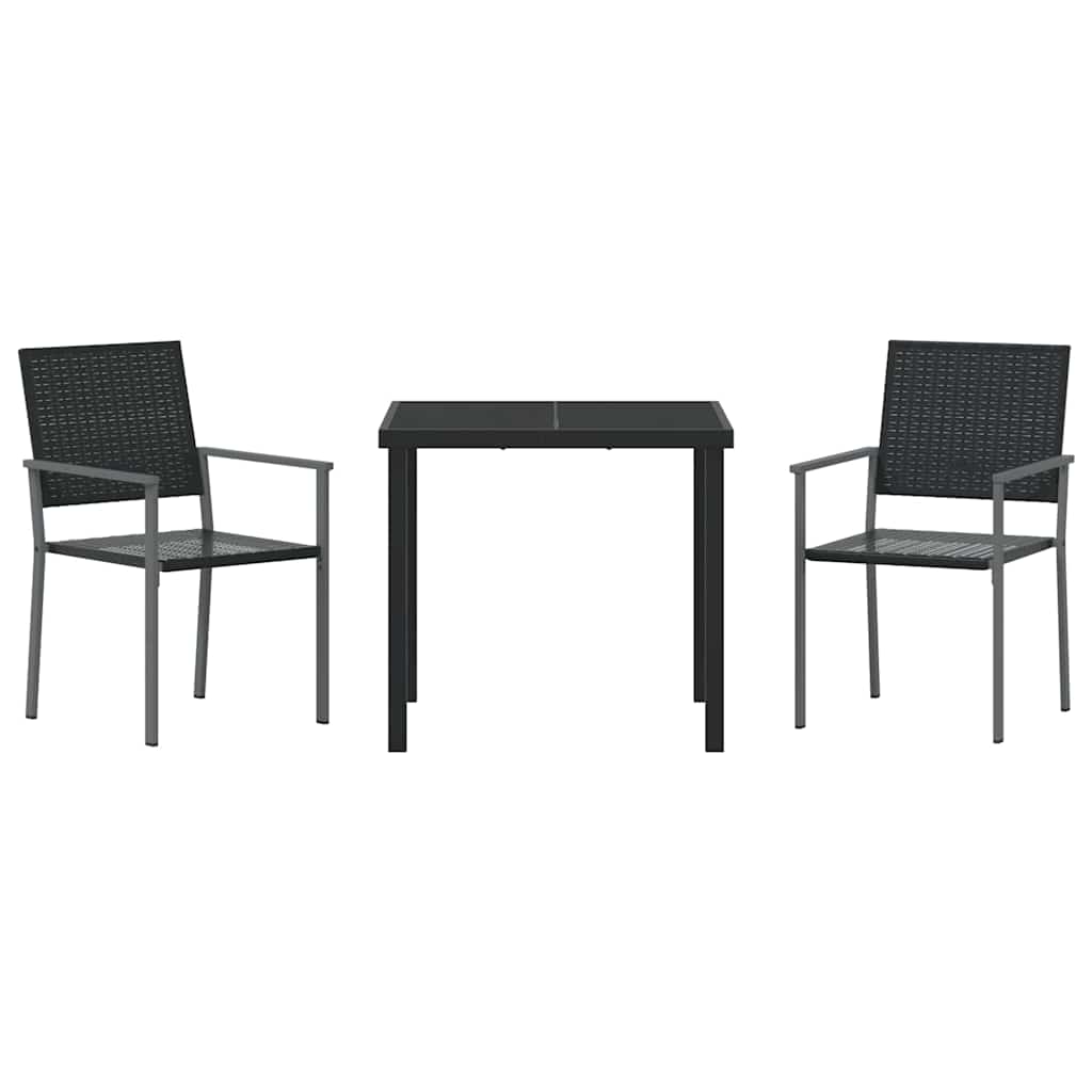 Vrtni set za objed 3 pcs Crna PE ratan