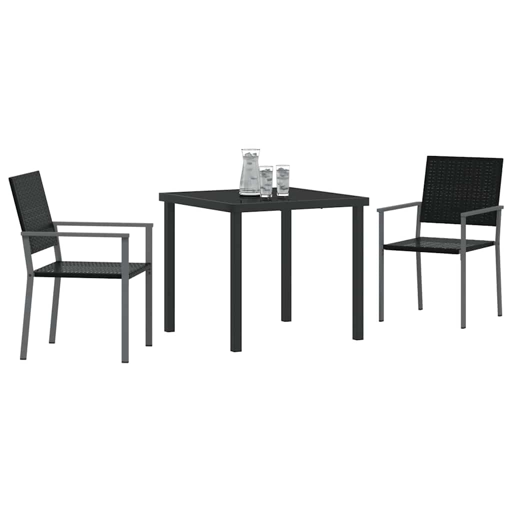 Vrtni set za objed 3 pcs Crna PE ratan