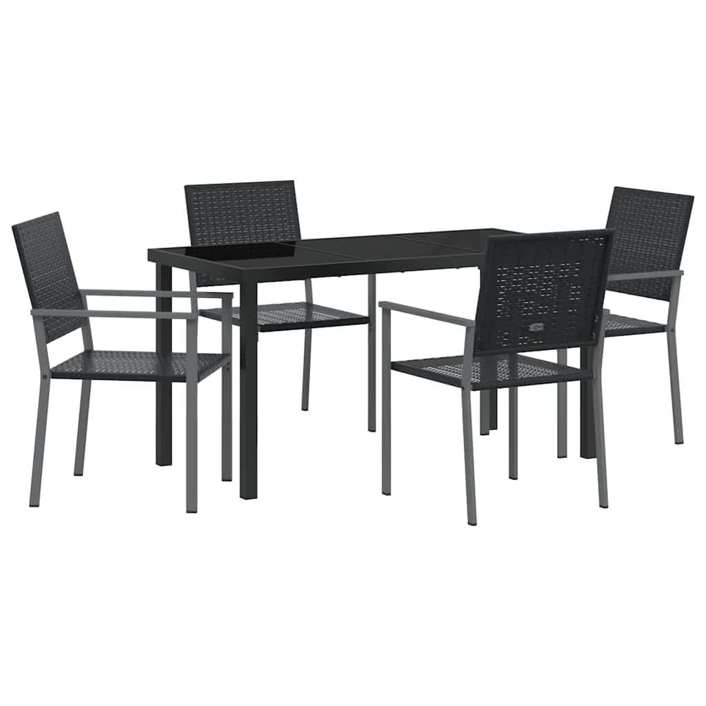 Vrtni set za objed 5 pcs Crna PE ratan