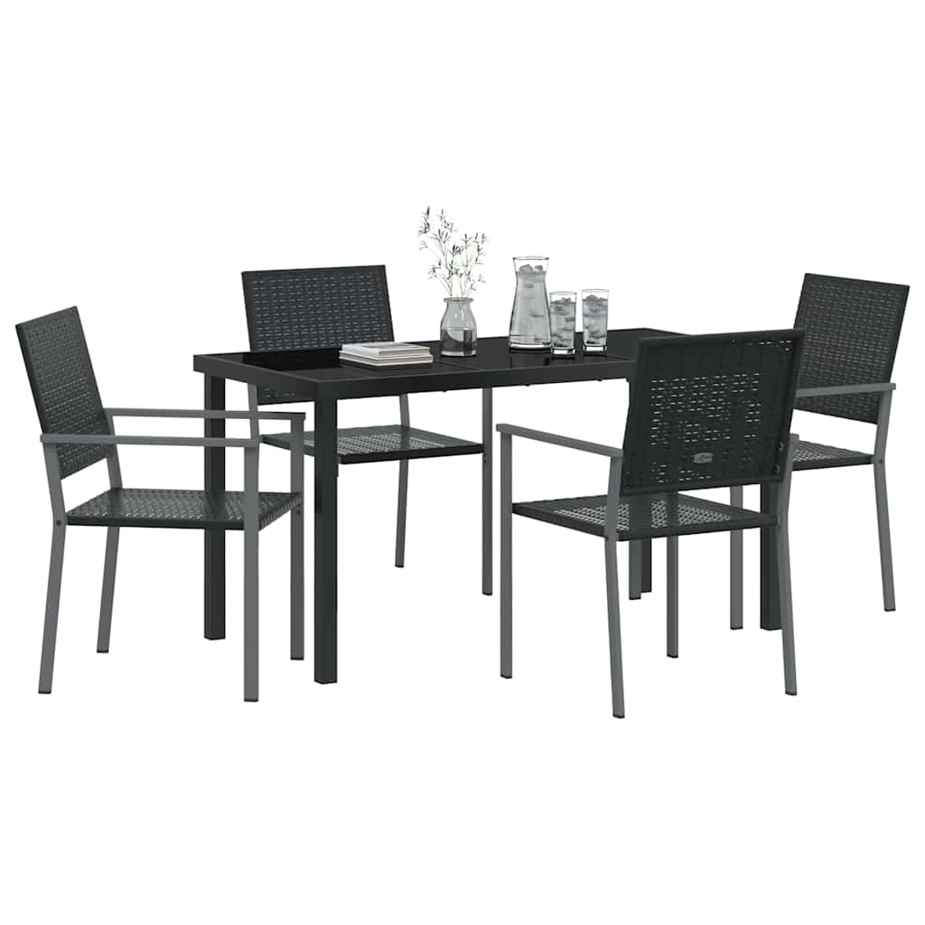 Vrtni set za objed 5 pcs Crna PE ratan