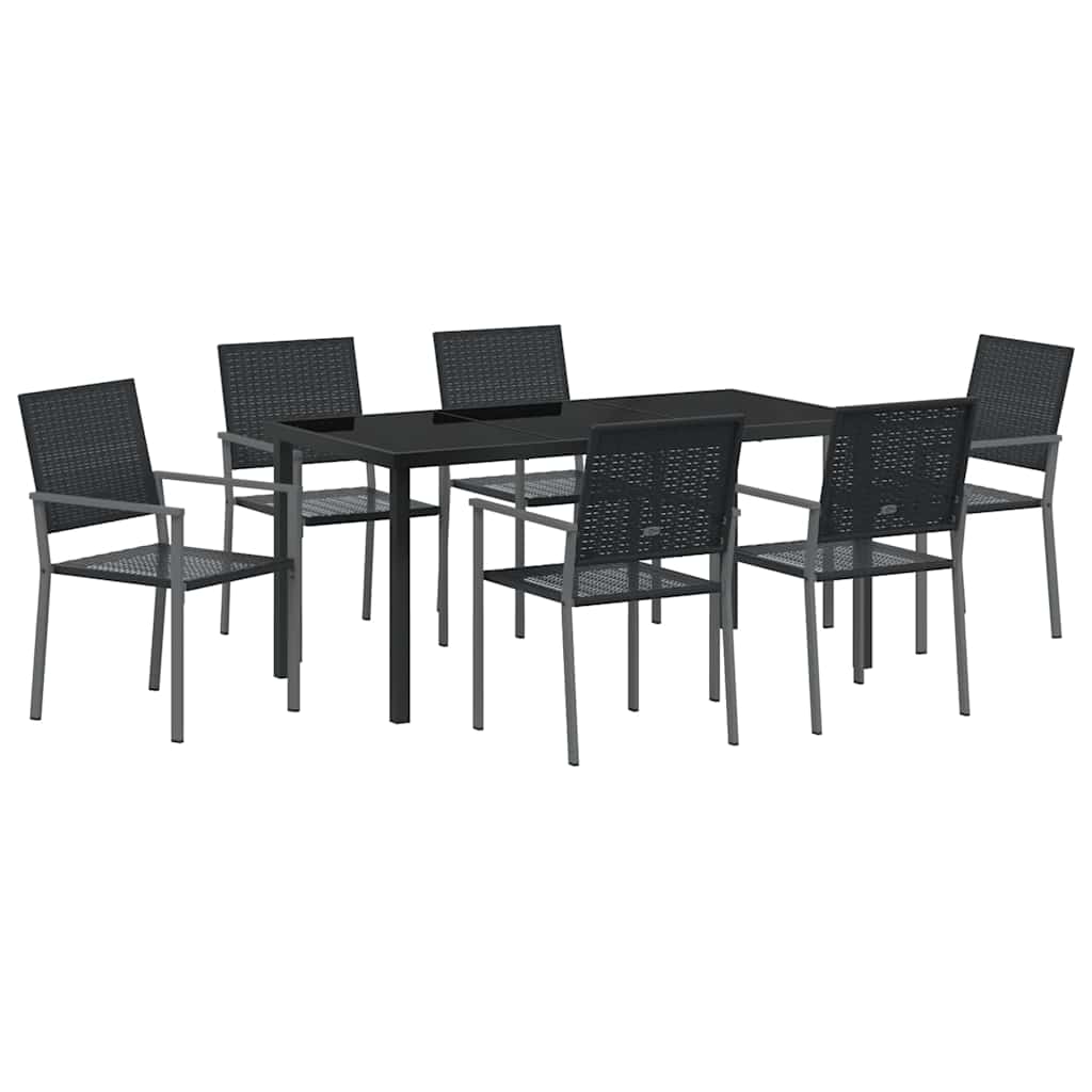 Vrtni set za objed 7 pcs Crna PE ratan