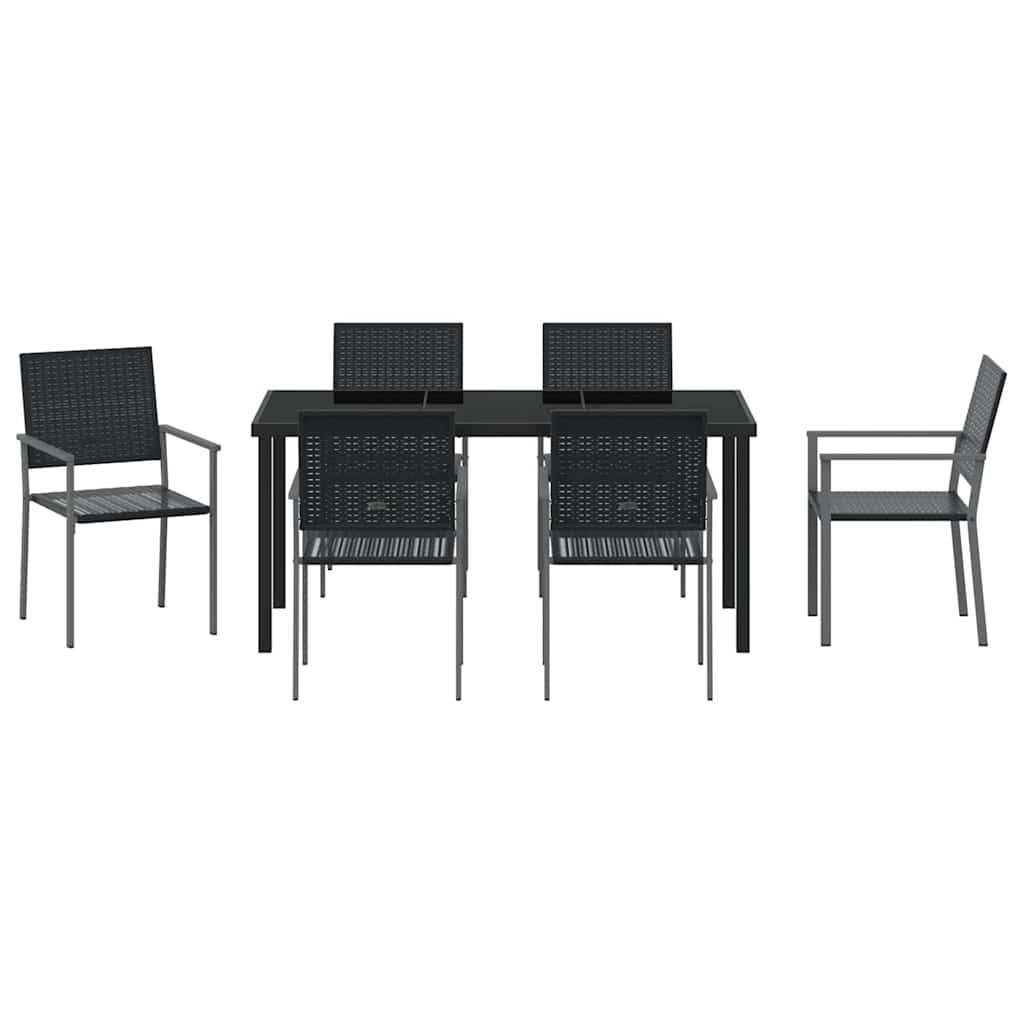 Vrtni set za objed 7 pcs Crna PE ratan