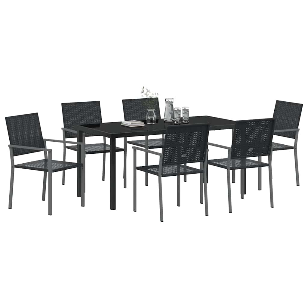 Vrtni set za objed 7 pcs Crna PE ratan
