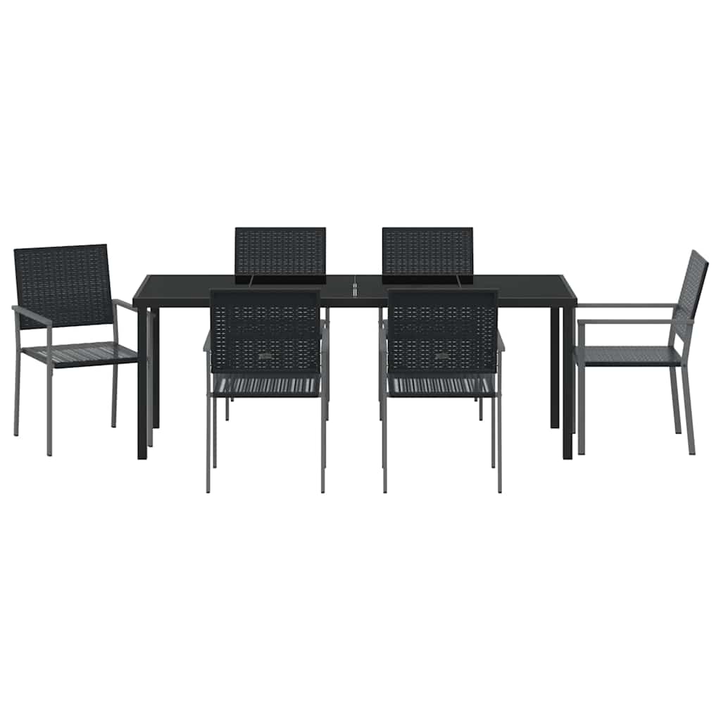 Vrtni set za objed 7 pcs Crna PE ratan