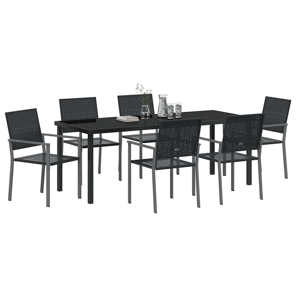 Vrtni set za objed 7 pcs Crna PE ratan