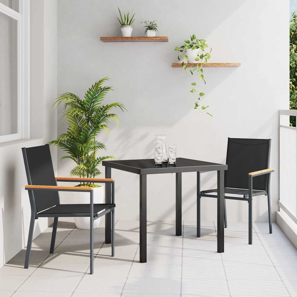 Vrtni set za objed 3 pcs Crna Čelik s prahom