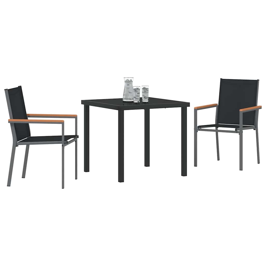 Vrtni set za objed 3 pcs Crna Čelik s prahom