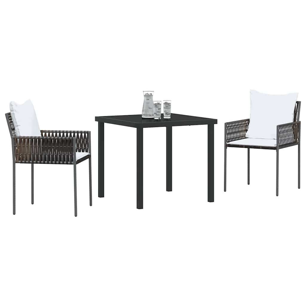 Vrtni set za objed 3 pcs Smeđa i crna PE ratan