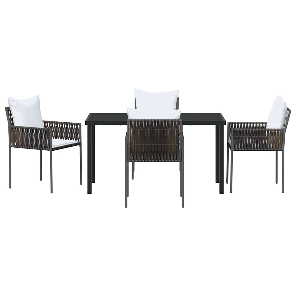 Vrtni set za objed 5 pcs Smeđa i crna PE ratan