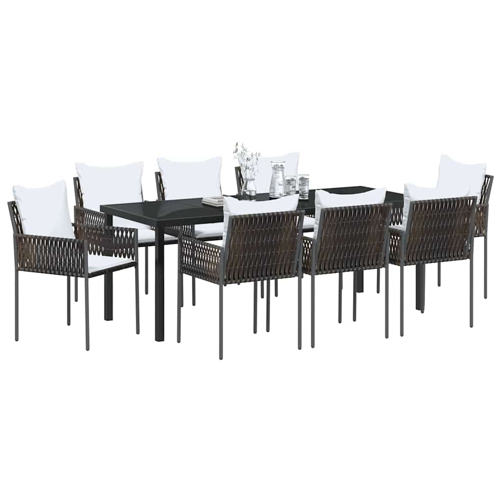Vrtni set za objed 9 pcs Smeđa i crna PE ratan