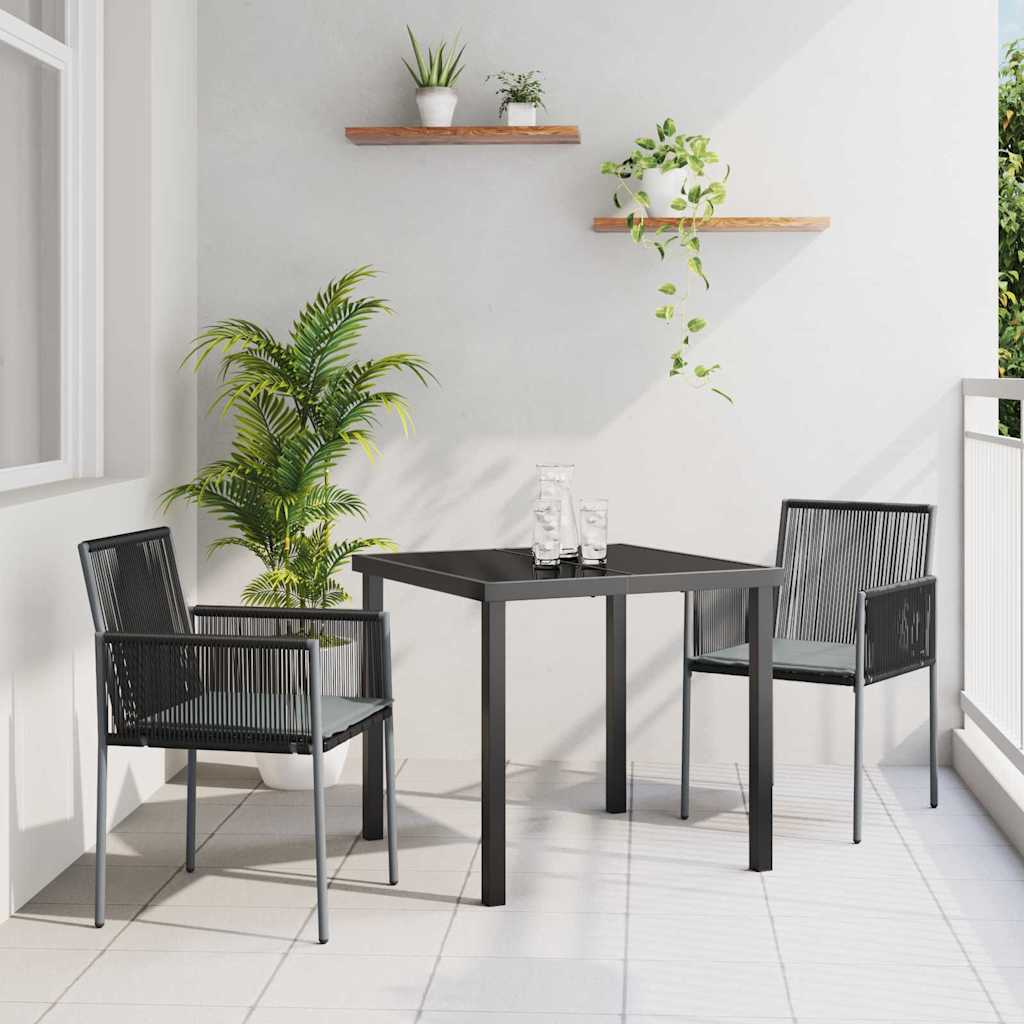 Vrtni set za objed 3 pcs Crna PE ratan