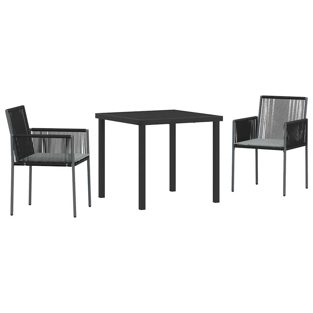 Vrtni set za objed 3 pcs Crna PE ratan