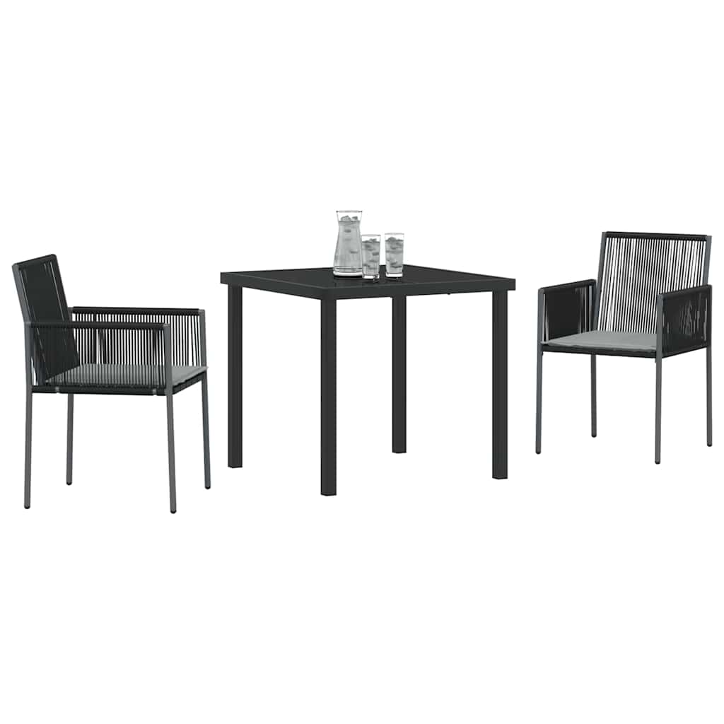 Vrtni set za objed 3 pcs Crna PE ratan