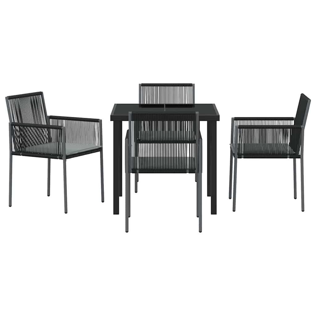 Vrtni set za objed 5 pcs Crna PE ratan
