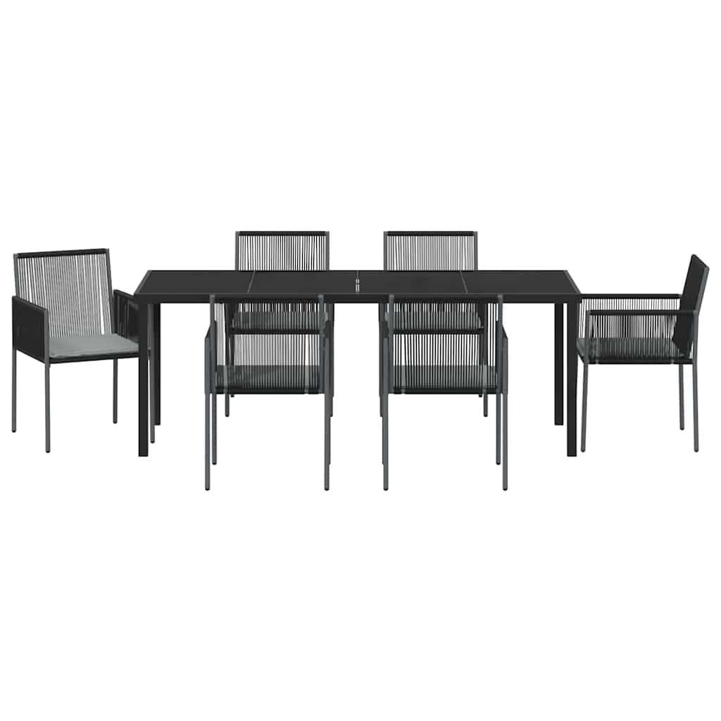 Vrtni set za objed 7 pcs Crna PE ratan