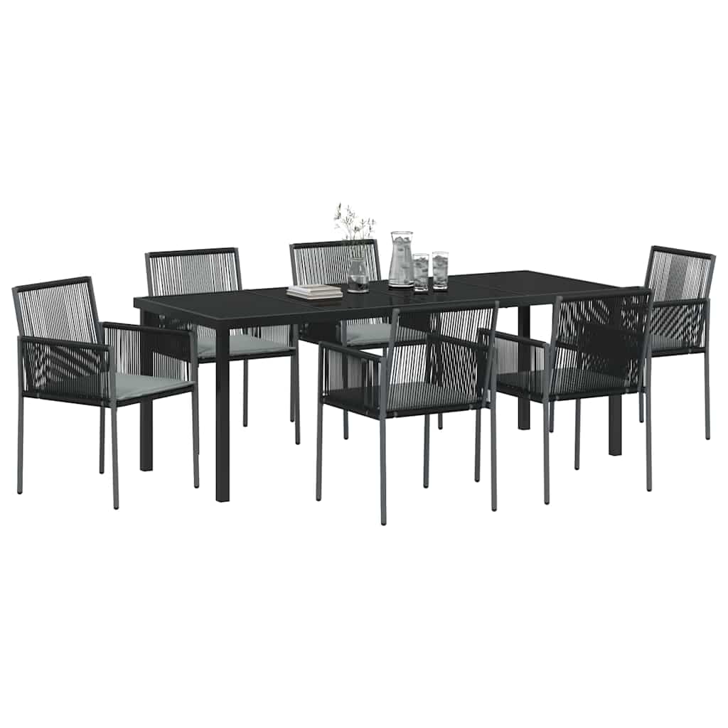 Vrtni set za objed 7 pcs Crna PE ratan