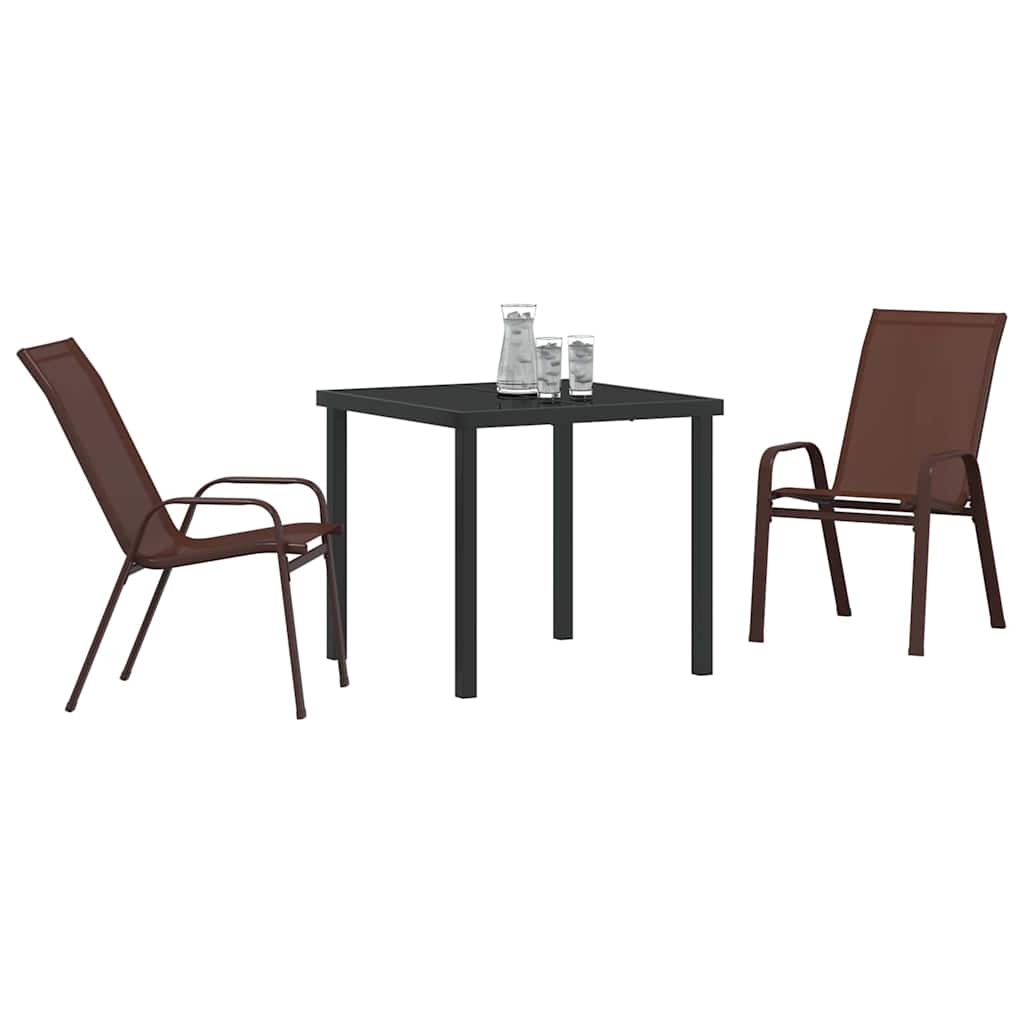 Vrtni set za objed 3 pcs Smeđa i crna Čelik s prahom