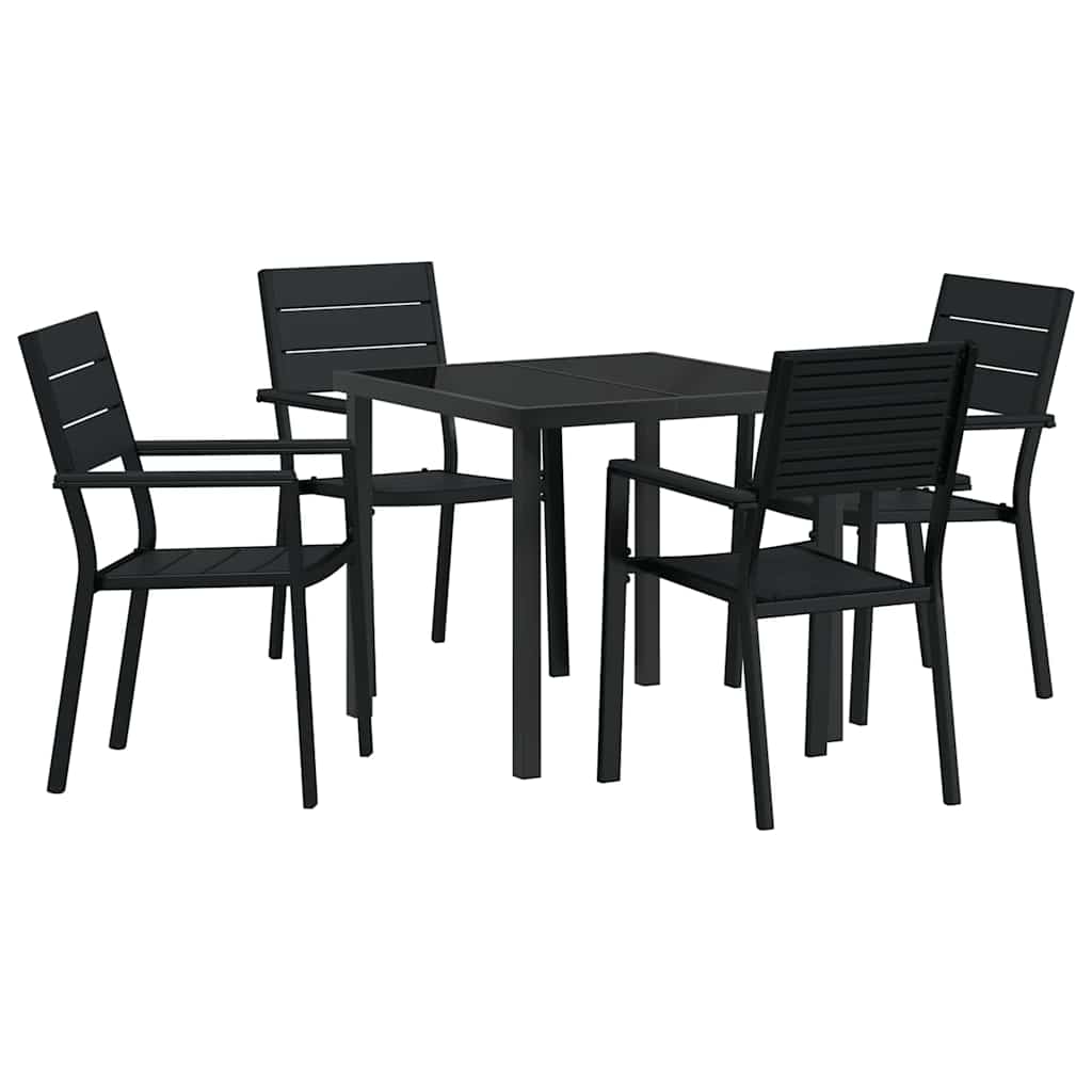 Vrtni set za objed 5 pcs Crna Čelik s prahom premazan