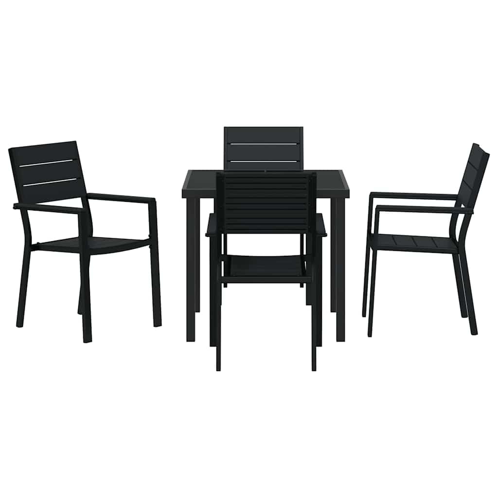 Vrtni set za objed 5 pcs Crna Čelik s prahom premazan