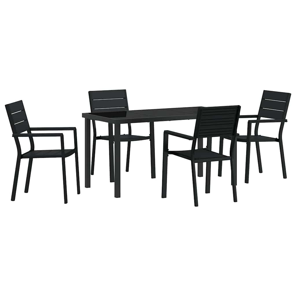 Vrtni set za objed 5 pcs Crna Čelik s prahom premazan