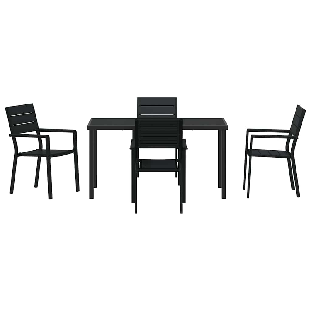 Vrtni set za objed 5 pcs Crna Čelik s prahom premazan